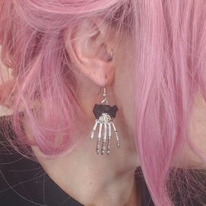 Metal Skeleton Hands Dangle Earrings